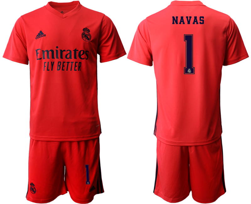 Men 2020-2021 club Real Madrid away #1 red Soccer Jerseys->real madrid jersey->Soccer Club Jersey
